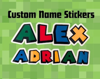 Custom Retro Game Name Sticker: Vinyl Decal for Water Bottle or Laptop