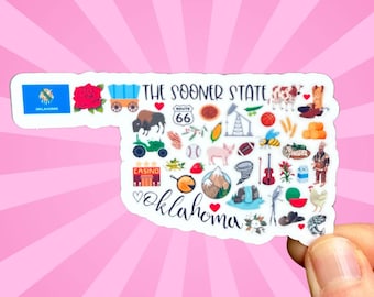 Oklahoma State Sticker: Vinyl Travel Decal for Laptop or Water Bottle | The Sooner State Gift