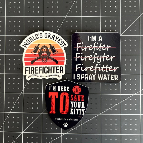 Firefighter Sticker For Water Bottle, Okayest Firefighter, Firefighter Gift, Firefighter Funny Sticker, Fireman Sticker Gift, Sticker Bundle