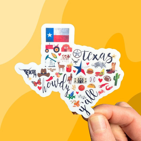 Texas Sticker, Texas Decal, Texas State Sticker, Austin Texas Sticker, Texas Gifts, Texas Gift Idea, Texas Landmarks Sticker, Texas Souvenir