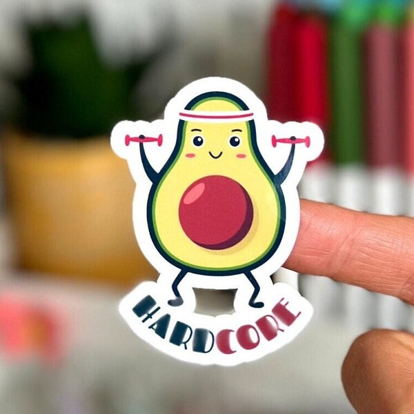 Weightlifting Avocado Sticker for Water Bottle, Funny Exercise Sticker, Fitness Gift Sticker, Gym Sticker, Fitness Sticker, Gym Gift Sticker