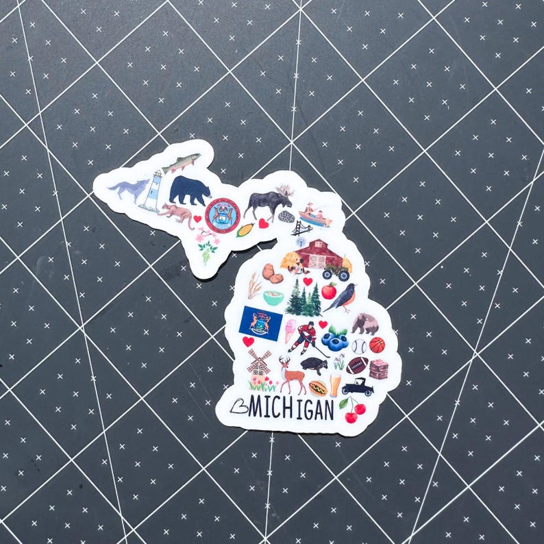 Michigan State Sticker, MI Sticker, Michigan State Sticker, Michigan Gift Idea, Michigan Decal, Michigan Travel Sticker, Michigan Gift Idea