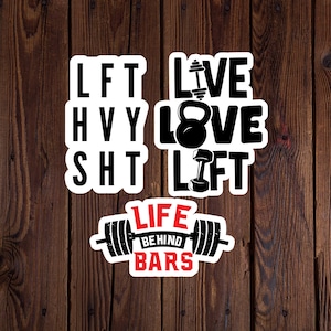 Gym Sticker Pack: Weightlifting Laptop and Water Bottle Stickers | Fitness Gift for Gym Buddy or Boyfriend