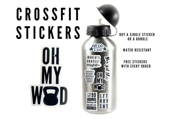 Crossfit Stickers for Water Bottle, Workout Waterbottle Vinyl