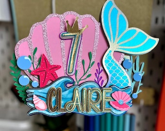 Mermaid Birthday Cake Topper: 3D Under the Sea Party Cake Decoration