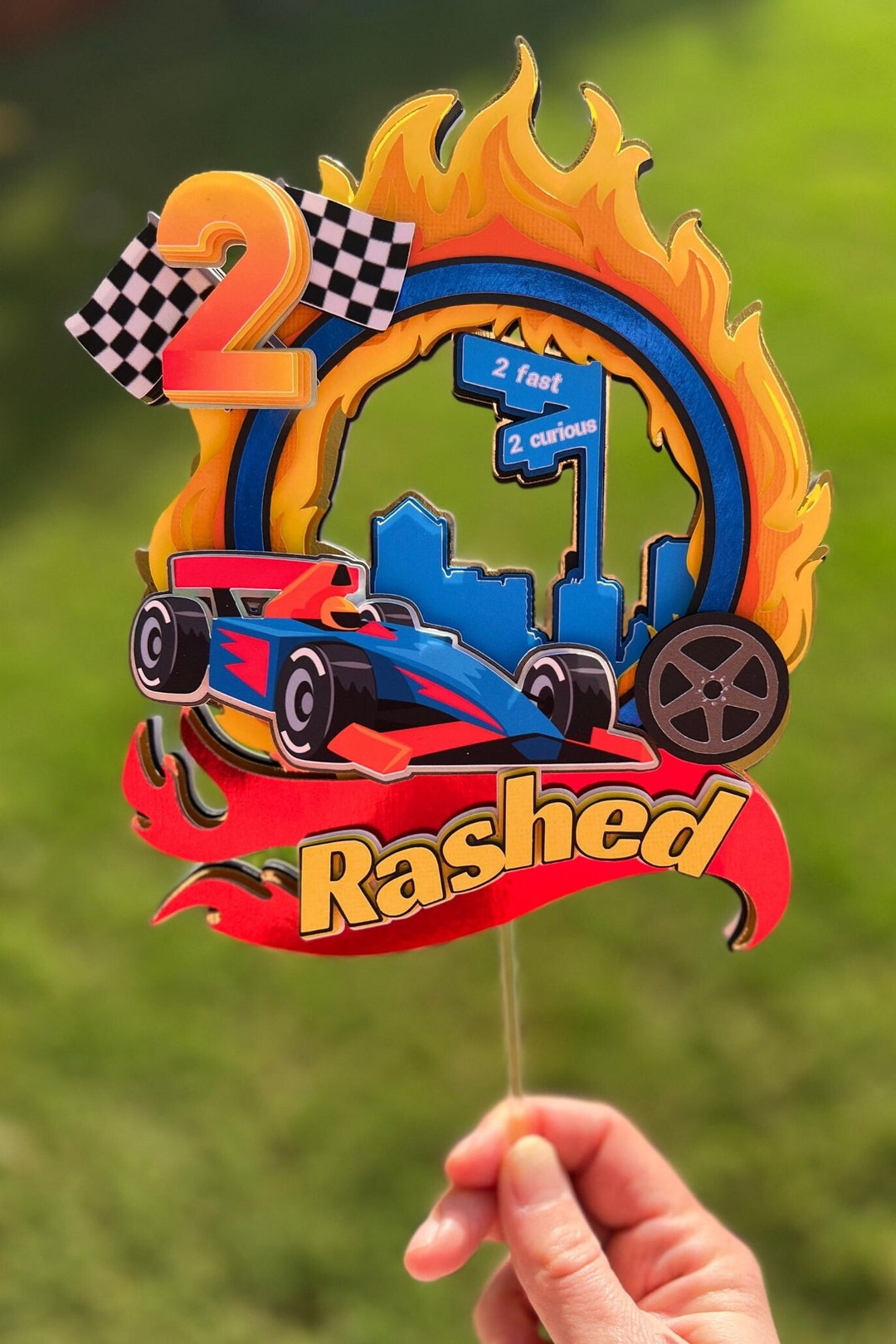 Race Car Cake Topper, Birthday Cake Topper for Boys, Personalized Cake
