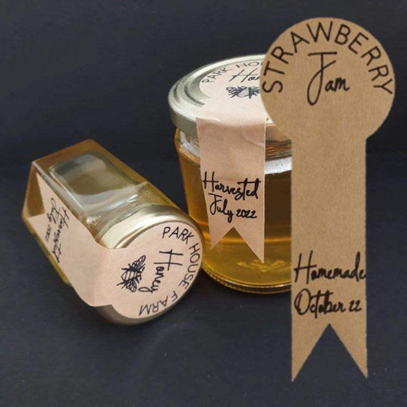 Custom Jam Jar Label. With Tail. Personalised Kraft Paper Stickers ...