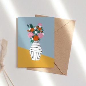 Blumen Grußkarte, innen blanko. Für alle Gelegenheiten - Valentinskarte, Gute Besserung, Glückwunsch, Geburtstag etc.