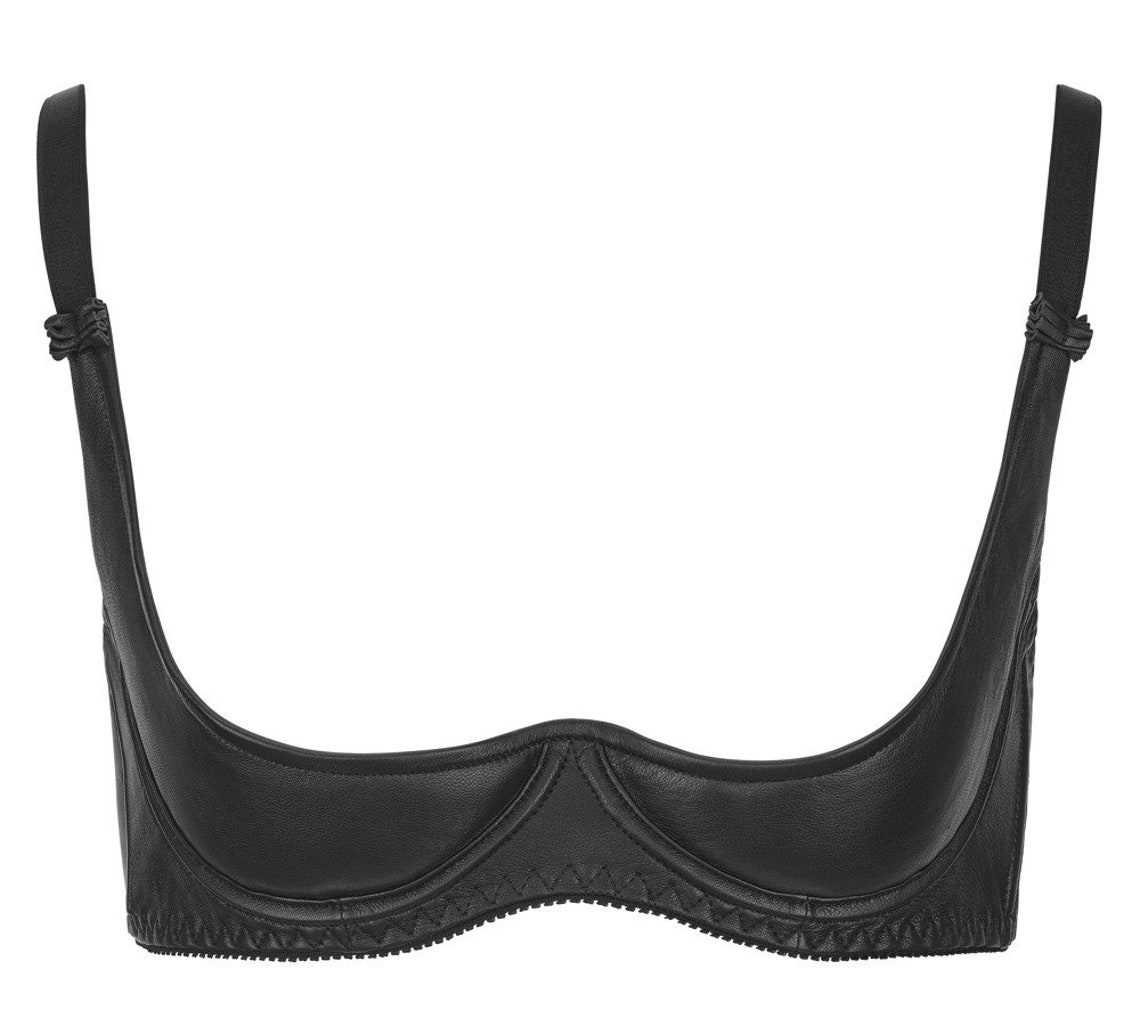 Genuine Leather Shelf Bra Slightly Padded Underwired Open Etsy