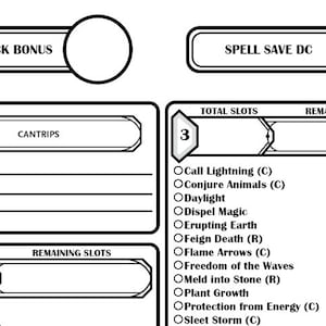 D&amp;D 5E Character Sheet - Druid - Etsy