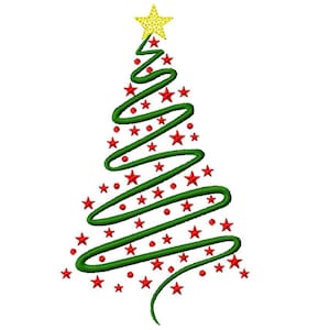 Christmas tree embroidery designs in 3 colors for machine embroidery instant download