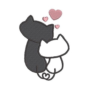 Les Chats Amoureux Embroidery Designs for Machine Embroidery Instant Download