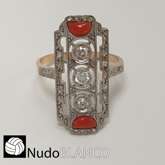 Very Nice Art Deco Platinum and Gold Ring With Ol… - image 7