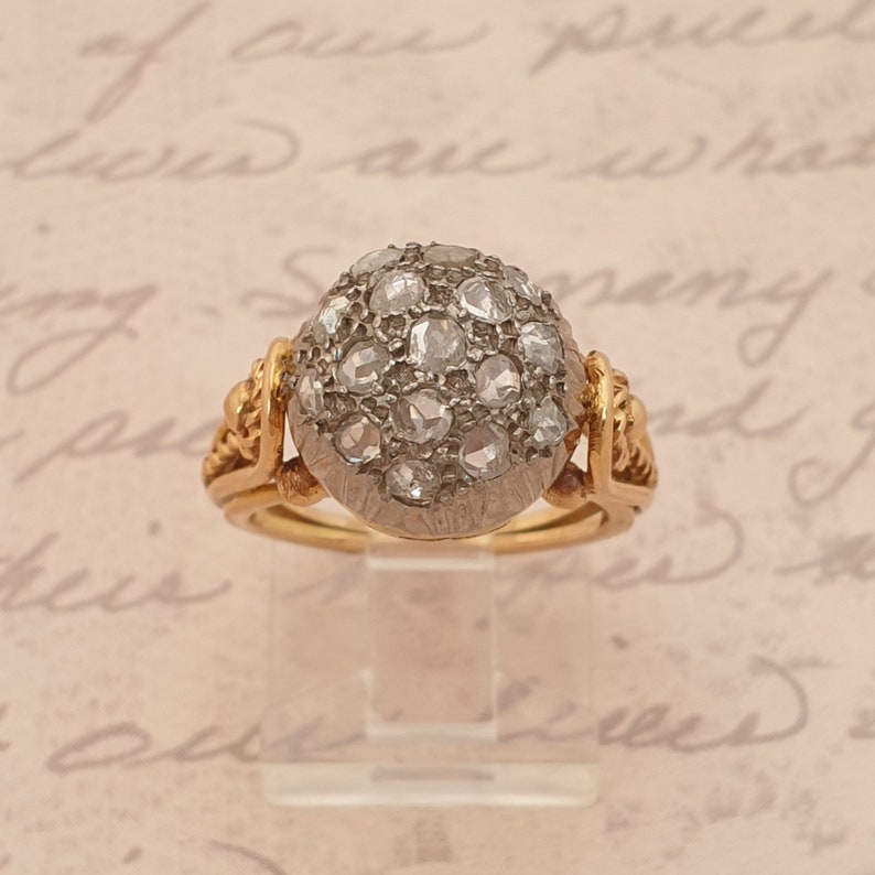 Vintage Disco Ball Ring of 18k Gold With Pavé Rose Cut Etsy