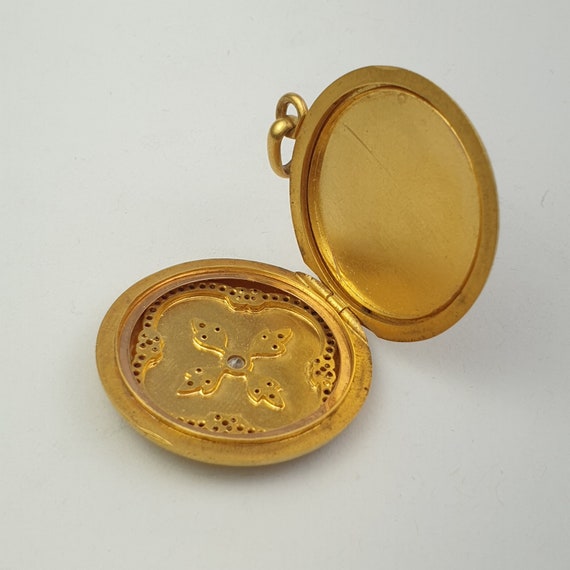 Antique Art nouveau locket pendant diamonds and r… - image 6