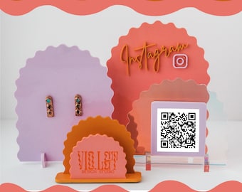 Market display bundle, instagram social media scan code sign, business card holder, midi earring stand