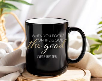 Motivational Black Ceramic Coffee Mug | Positive Affirmation Gift