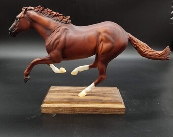 Handmade Custom Reclaimed Wooden Stand for Breyer Smarty Jones