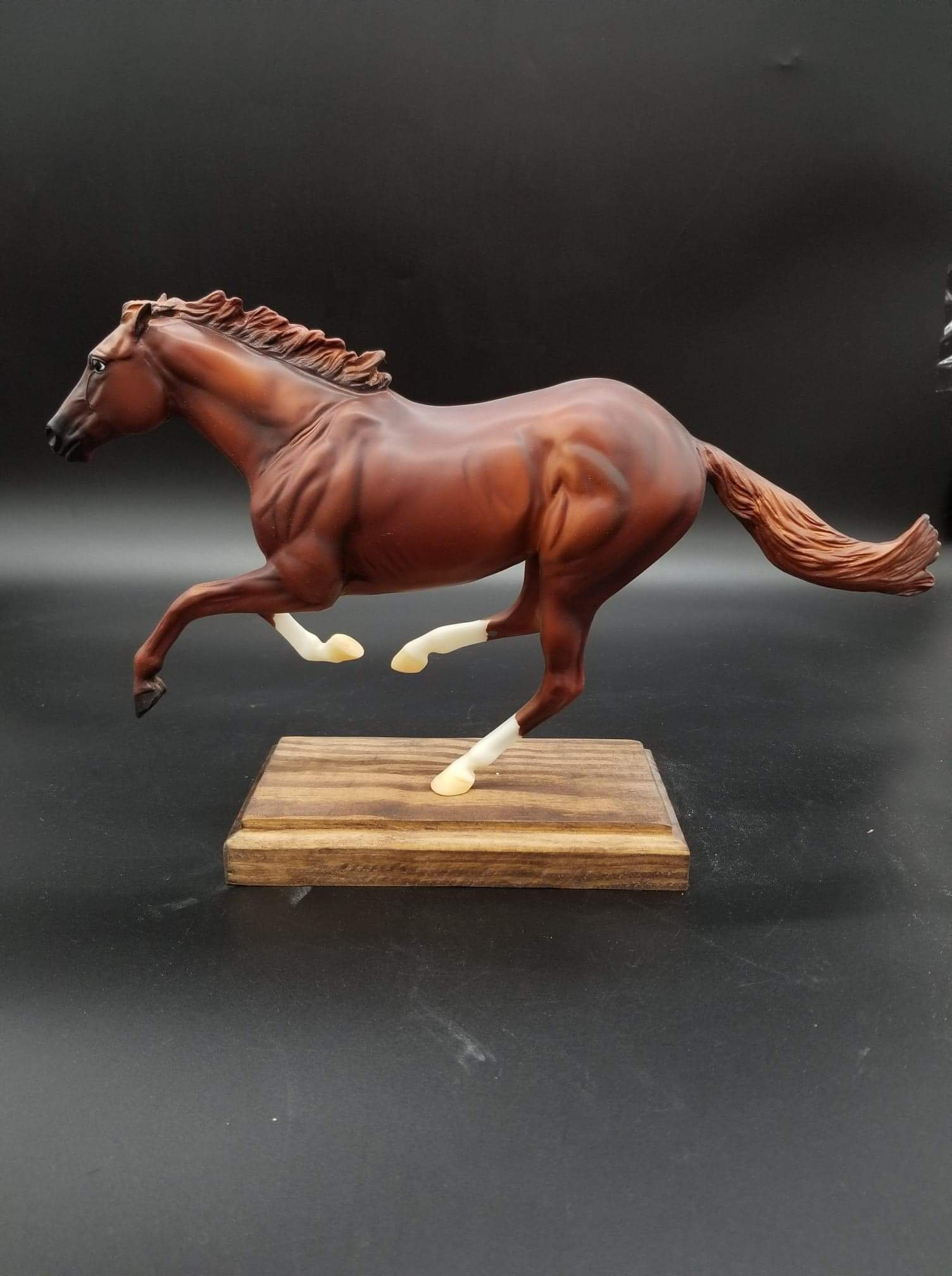 Handmade Custom Reclaimed Wooden Stand for Breyer Smarty Jones