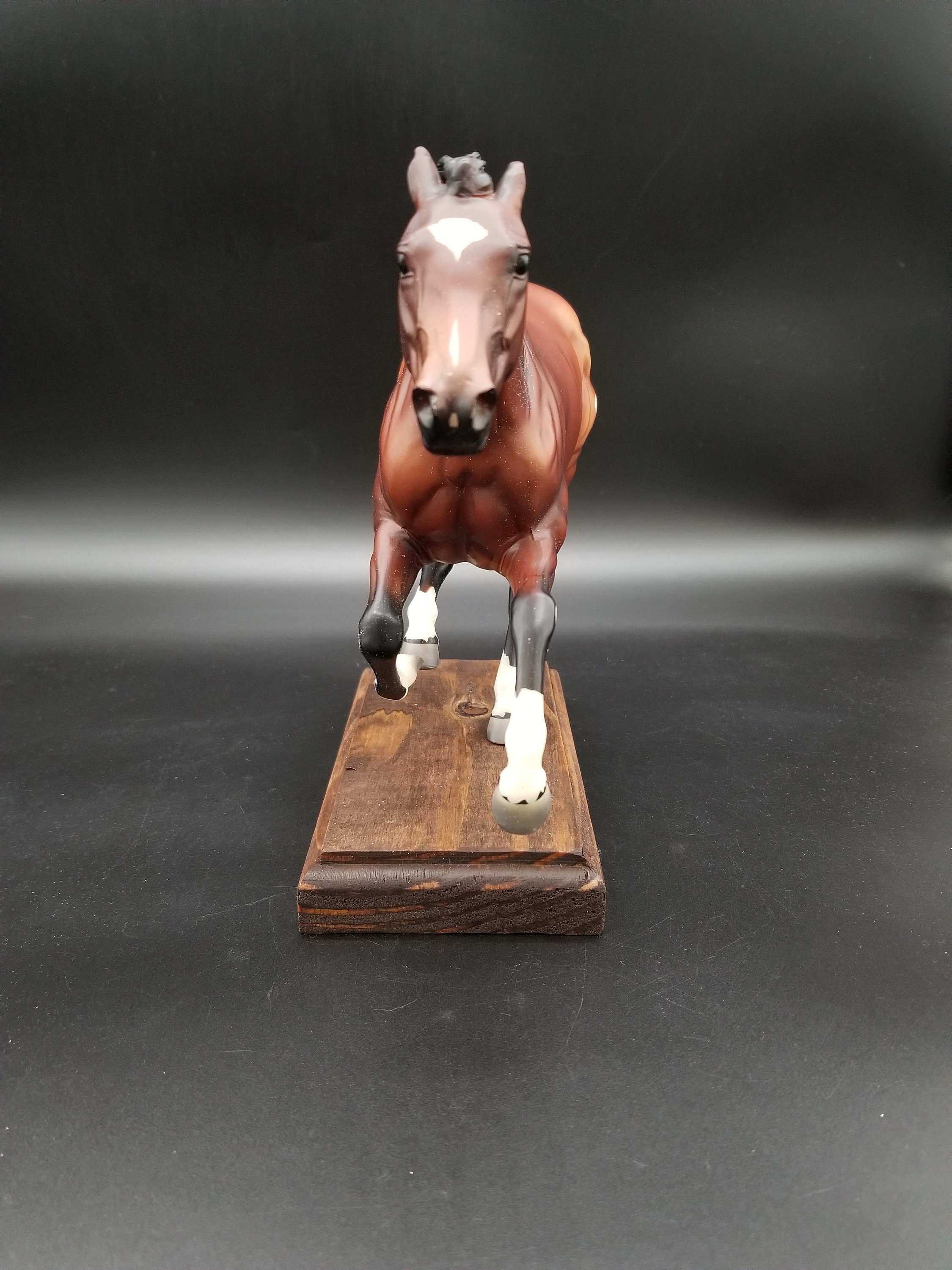 Handmade Custom Reclaimed Wooden Stand for Breyer Smarty Jones