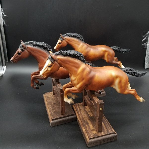 Custom Reclaimed Wooden Stands for Vintage Breyer Jumping Horse Models