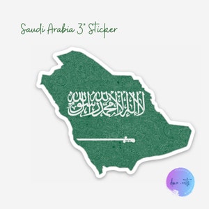 Saudi Arabia Flag and Country Sticker, Saudi Arabia Country Sticker, Saudi Arabia Flag Sticker, Saudi Arabia Laptop Sticker