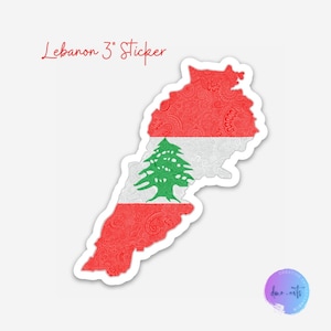 Lebanon Flag and Country Sticker, Lebanon Laptop Sticker, Lebanon Flag Sticker, Lebanon Country Sticker