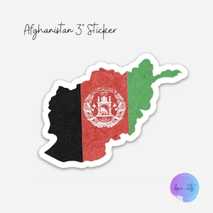 Afghanistan Flag and Country Sticker, Afghanistan Country Sticker, Afghanistan Flag Sticker, Afghan Laptop Sticker