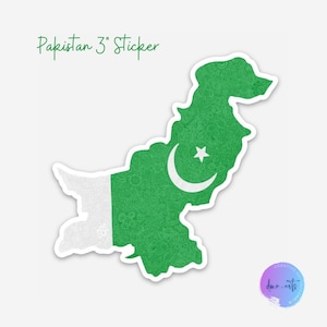 Pakistan Flag and Country Vinyl Sticker, Pakistan Laptop Sticker, Pakistan Flag Sticker, Pakistan Country Sticker