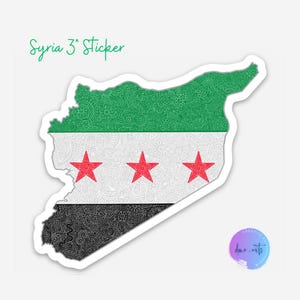 Syrian Flag and Country Vinyl Sticker, Syria Laptop Sticker, Syrian Flag Sticker, Syrian Country Sticker