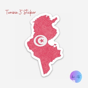 Tunisia Country and Flag Sticker, Tunis Flag, Tunisia Country Sticker, Tunisia Laptop Sticker