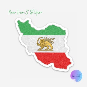 Iran Lion Flag and Country Vinyl Sticker, Iran Flag Sticker, Iran Country Sticker, Iran Laptop Sticker