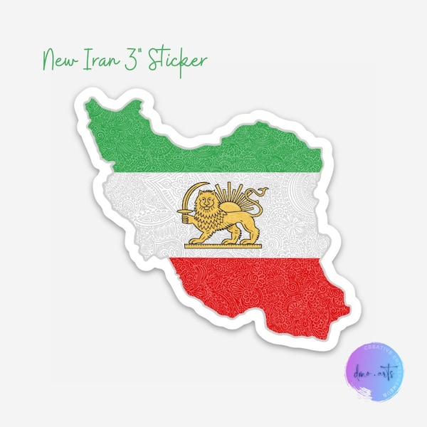 Iran Lion Flag and Country Vinyl Sticker