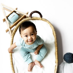 Sustainable Baby Pants, Organic Cotton, Bamboo, Made In America, Baby Shower Gift, Newborn, Infant, Baby Apparel, Baby Clothes, Blue