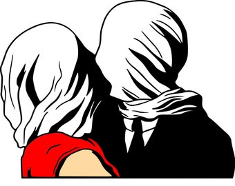 The Lovers,Rene Magritte,SVG,cut file,cricut,silhouette,painting,art,htv vinyl