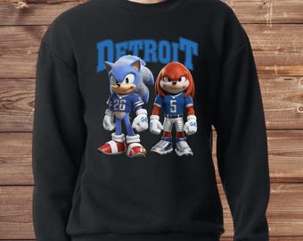 Detroit Lions Sonic and Knuckles Sweatshirt, Gibbs and Montgomery crewneck, Sonic and Knuckles shirt, Jahmyr Gibbs, David Montgomery