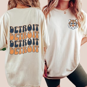 Camiseta de los Tigres de Detroit, Camiseta vintage de cuello redondo de los Tigres de Detroit, Béisbol de los Tigres, Camiseta de béisbol de Detroit, MLB