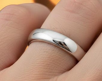4mm High Polished Dome Tungsten Carbide Minimalist Engagement Ring Men's and Women's Promise Ring Tungsten Wedding Band Anniversary Gift
