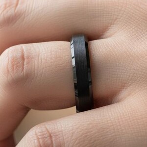 4MM Black Ring, Men&#39;s Ring, Women&#39;s Ring, Customized Ring, Valentine Day Gift, Christmas Gift, Engraved Ring, Birthday Gift, Minimalist Ring