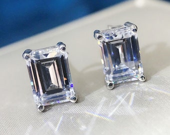 Angara Emerald-cut Aquamarine Solitaire Leverback Earrings In Metallic - Foto 8
