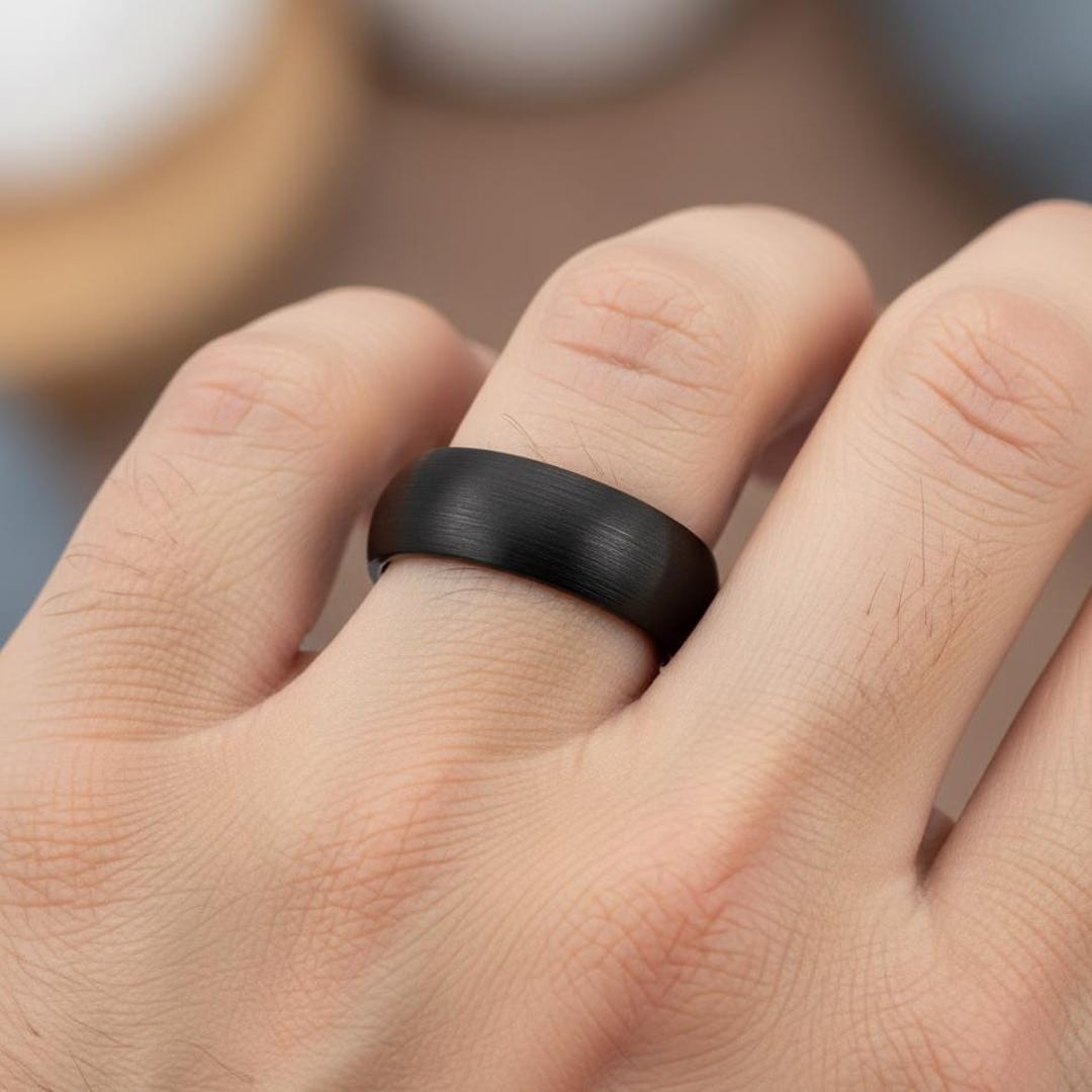 Matte Black Tungsten Ring, Wedding Band, Men's Black Ring, Customized ...