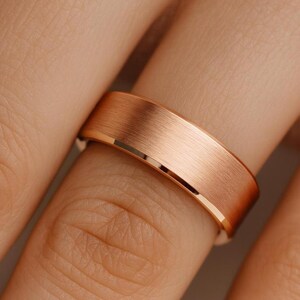 Rose Gold Tungsten Wedding Band, Pipe Cut, Mens Wedding Ring Tungsten, Tungsten Ring Rose Gold, Brushed Promise Ring, Womens Engagement Ring