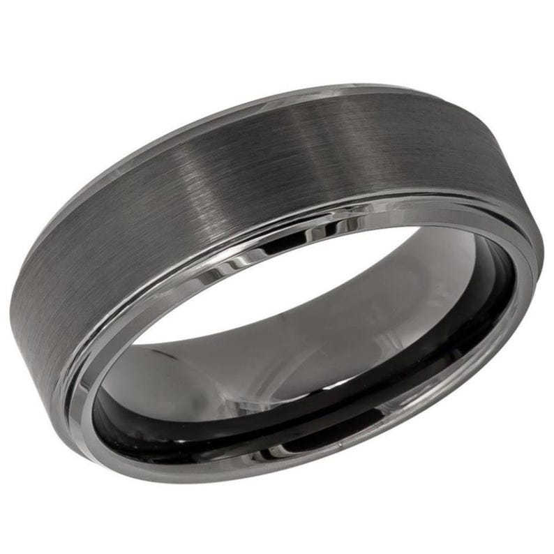 Mens Wedding Band, Gunmetal Men's Ring, Dark Gray Tungsten Wedding Ring ...