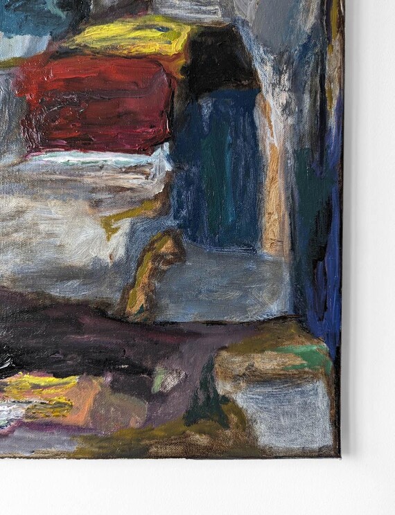 オリジナルの黒、白、赤、黄、青、灰色の抽象表現主義の油絵 オリジナルの黒、白、赤、黄、青、灰色の抽象表現主義の油絵