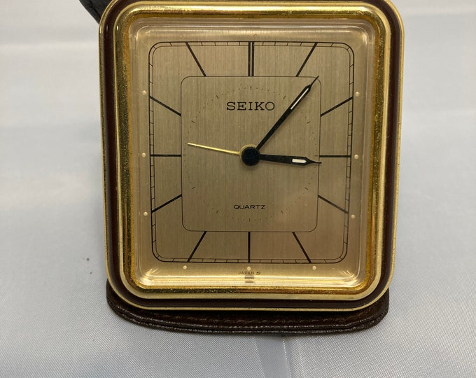 Vintage Seiko Travel Fold up Alarm Clock Leather Case Etsy