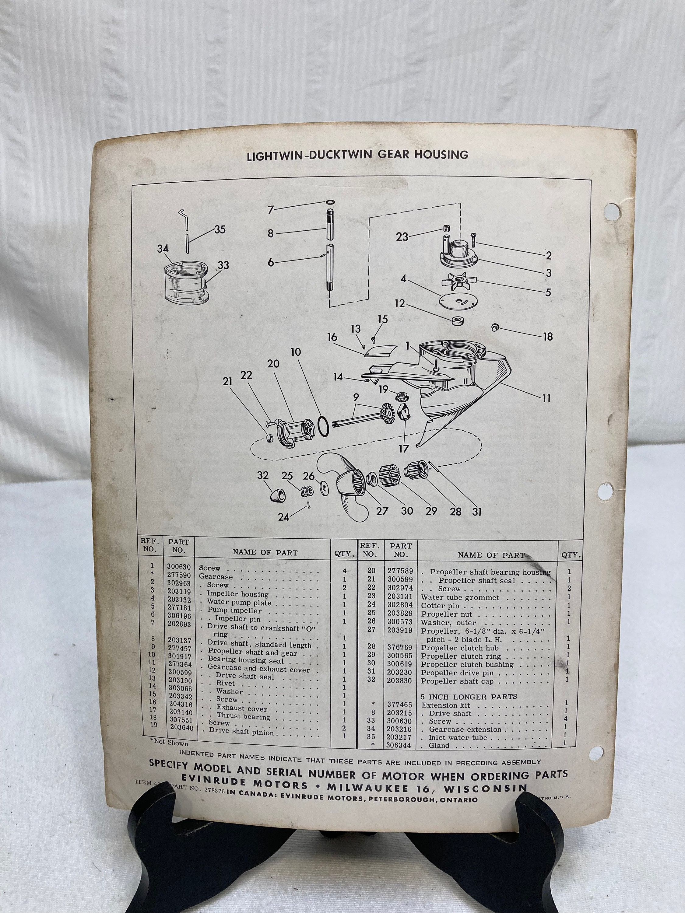 Vintage Original 1962 Evinrude Parts Catalog 3 HP Lightwin Boat Motor