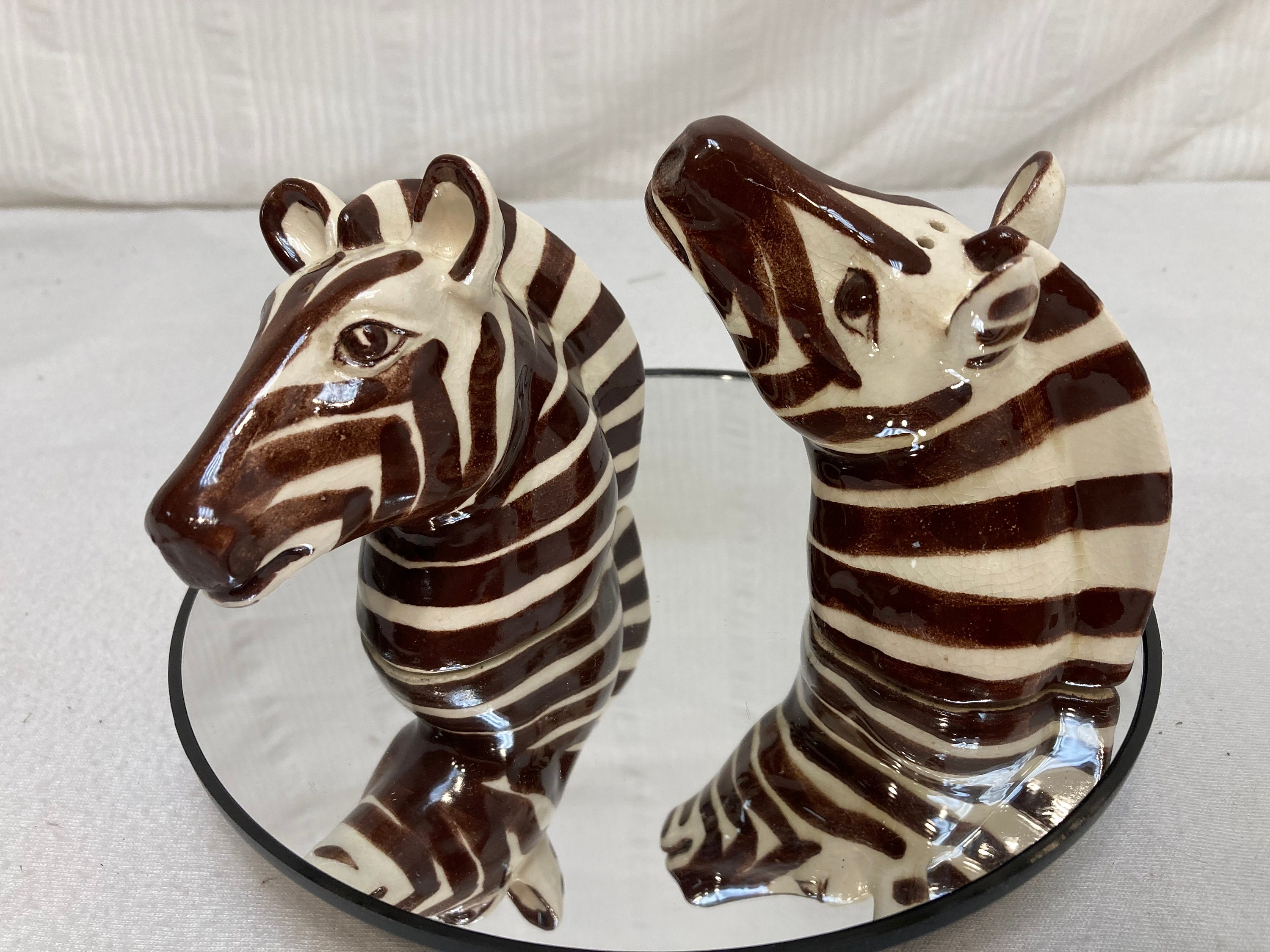 Vintage Large Zebra Heads Salt & Pepper Shakers Joshua Tree California Souvenir Etsy