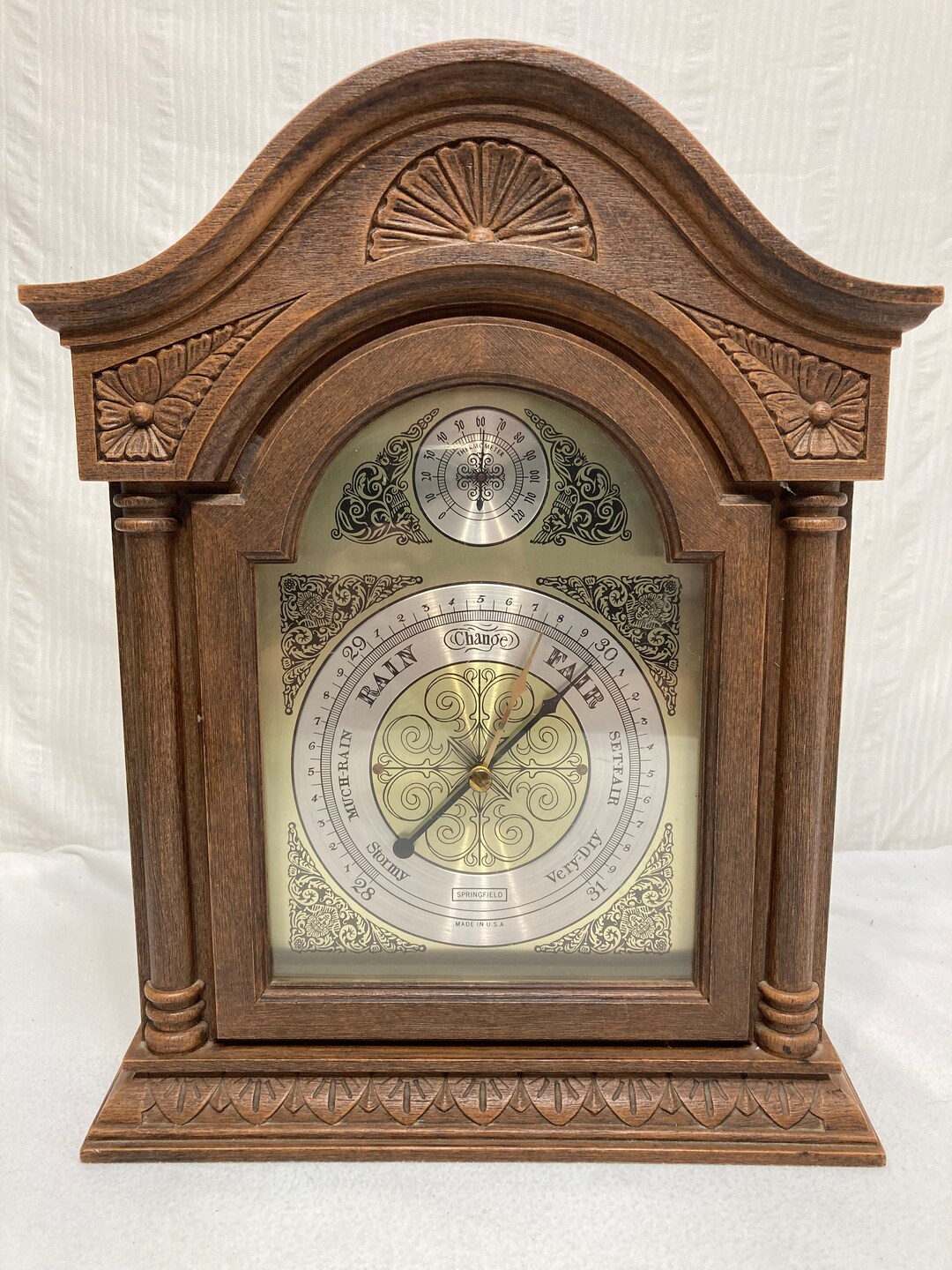 Vintage Big Springfield Barometer Thermometer Mantle or Wall Etsy