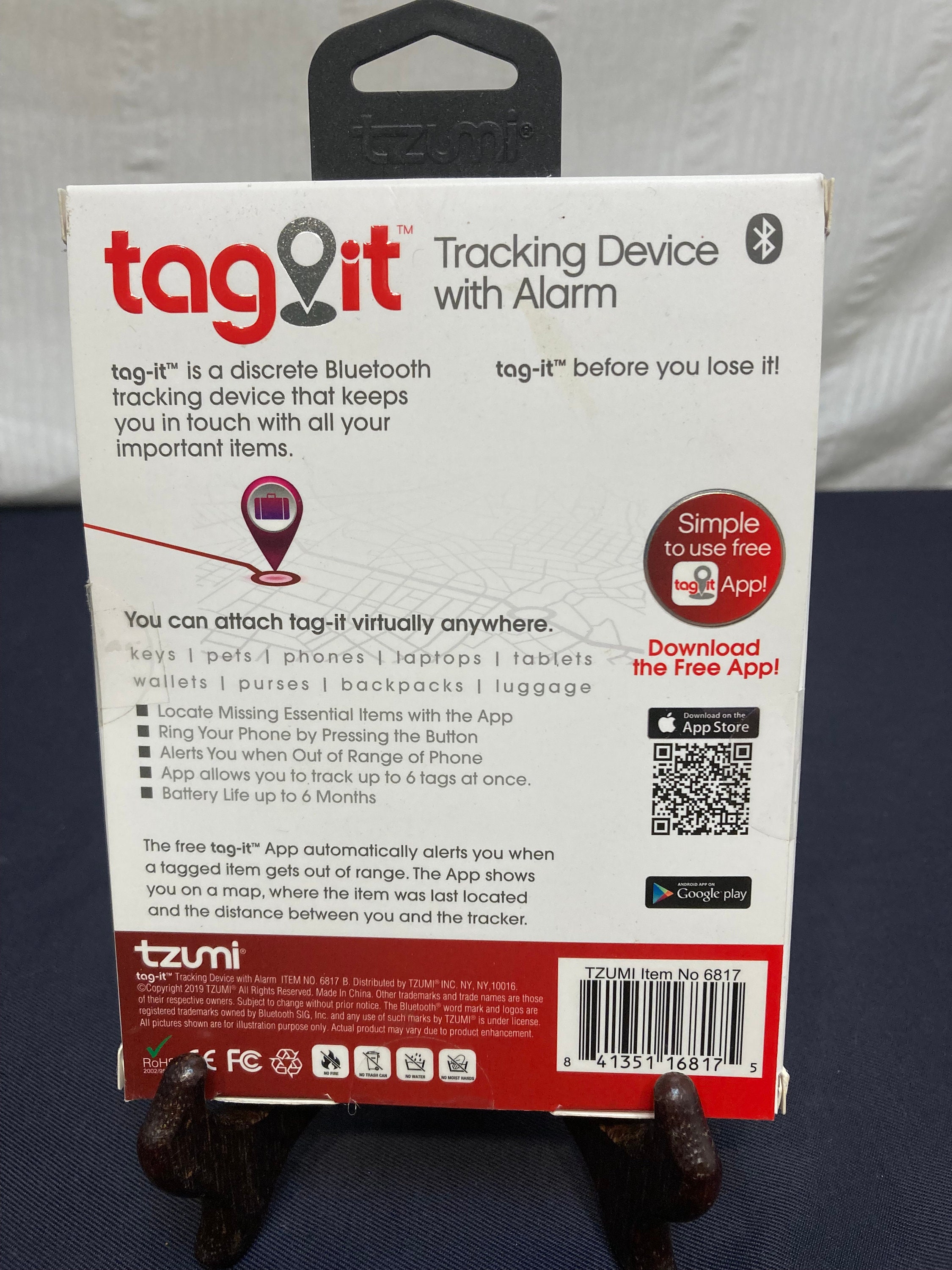 Tzumi Tag It Discreet Bluetooth Tracking Device, Black, New 