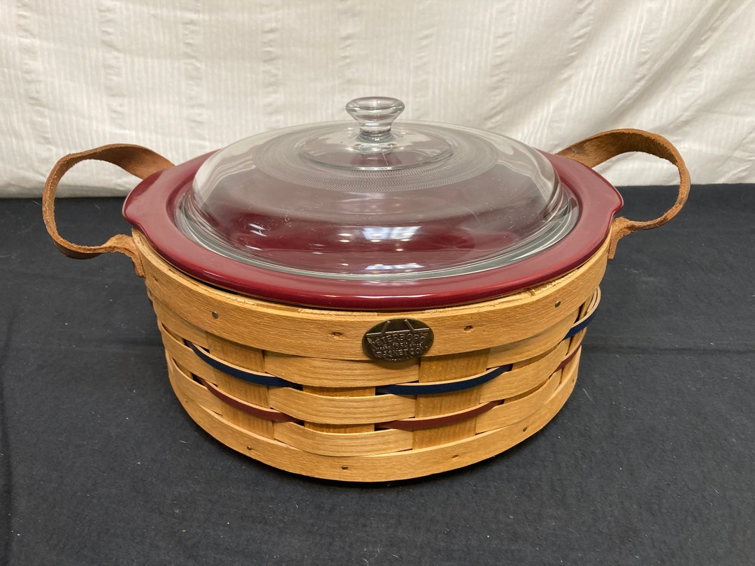 Peterboro Basket Co. Stoneware Casserole Dish W/ Leather Etsy